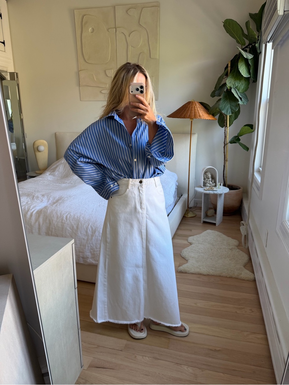 Afends White Denim Column Skirt Size 6
